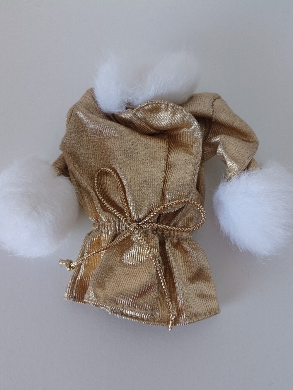 Vintage Barbie Fashion Doll Gold And White Coat Jacket Toy Clothing